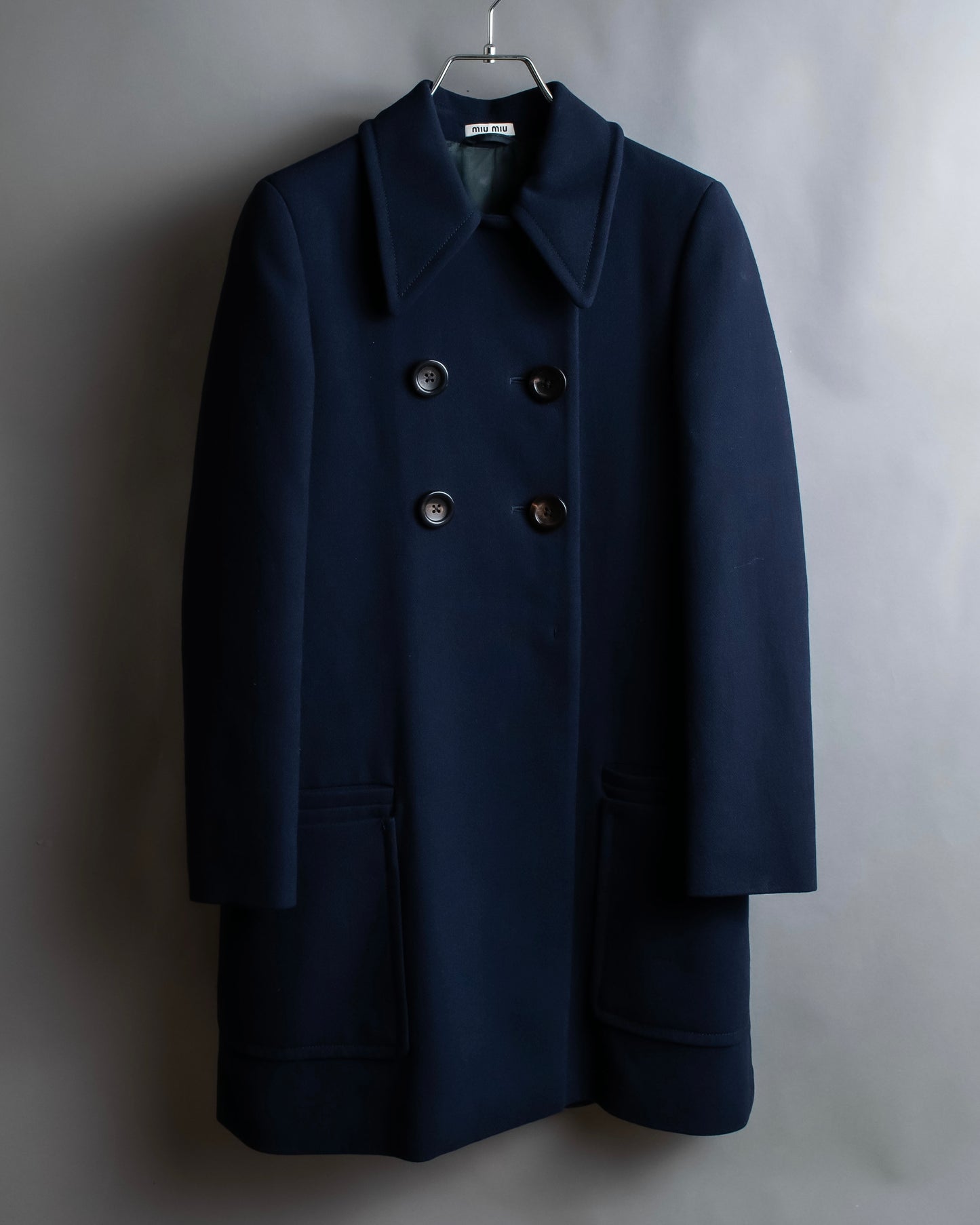 "MIU MIU" Double breasted rounded wool peacoat