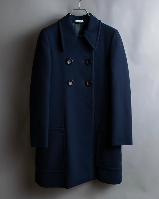 "MIU MIU" Double breasted rounded wool peacoat