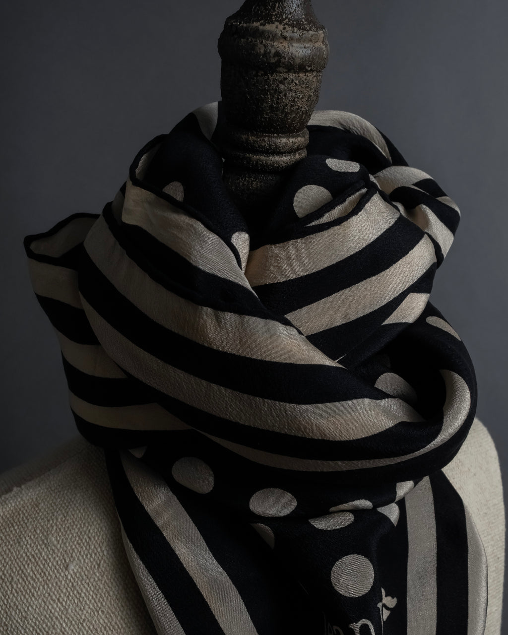 "JEAN PAUL GAULTIER" Classical dot pattern silk scarf