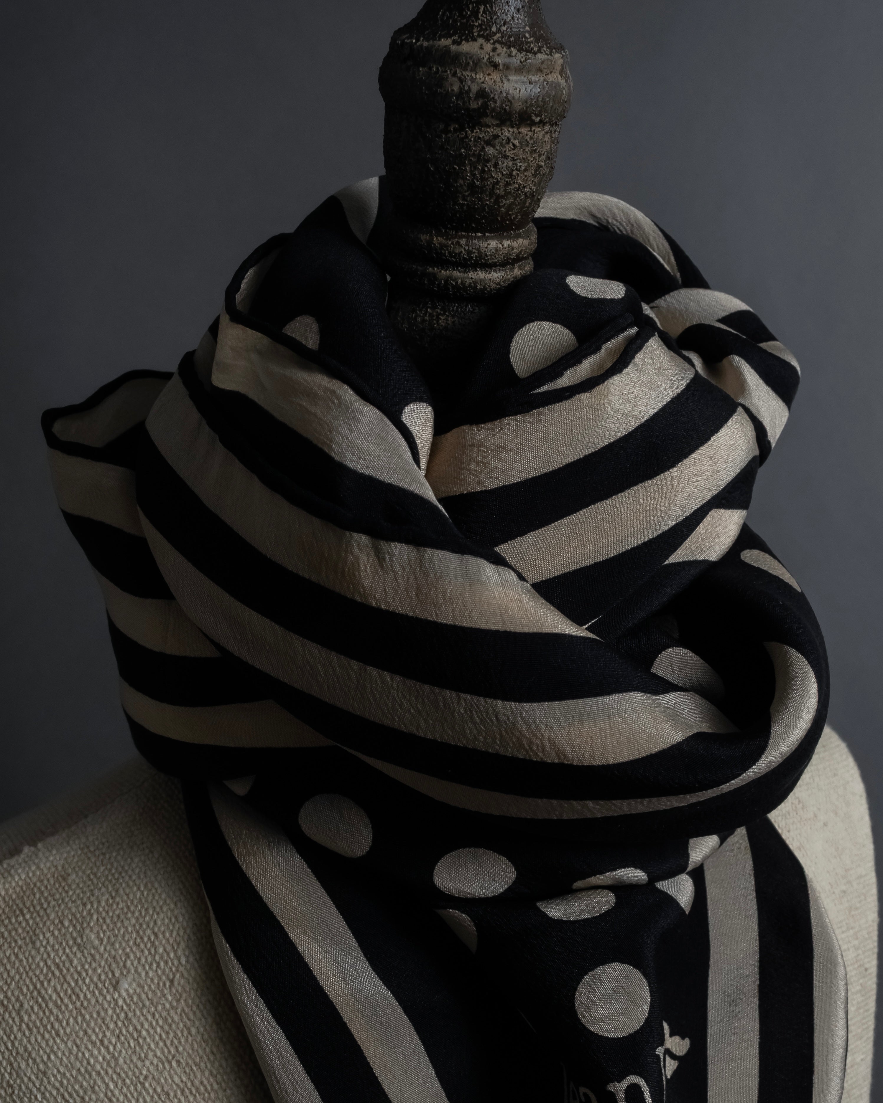 "JEAN PAUL GAULTIER" Classical dot pattern silk scarf