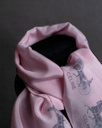 "CELINE" Sulky pattern pink silk long scarf