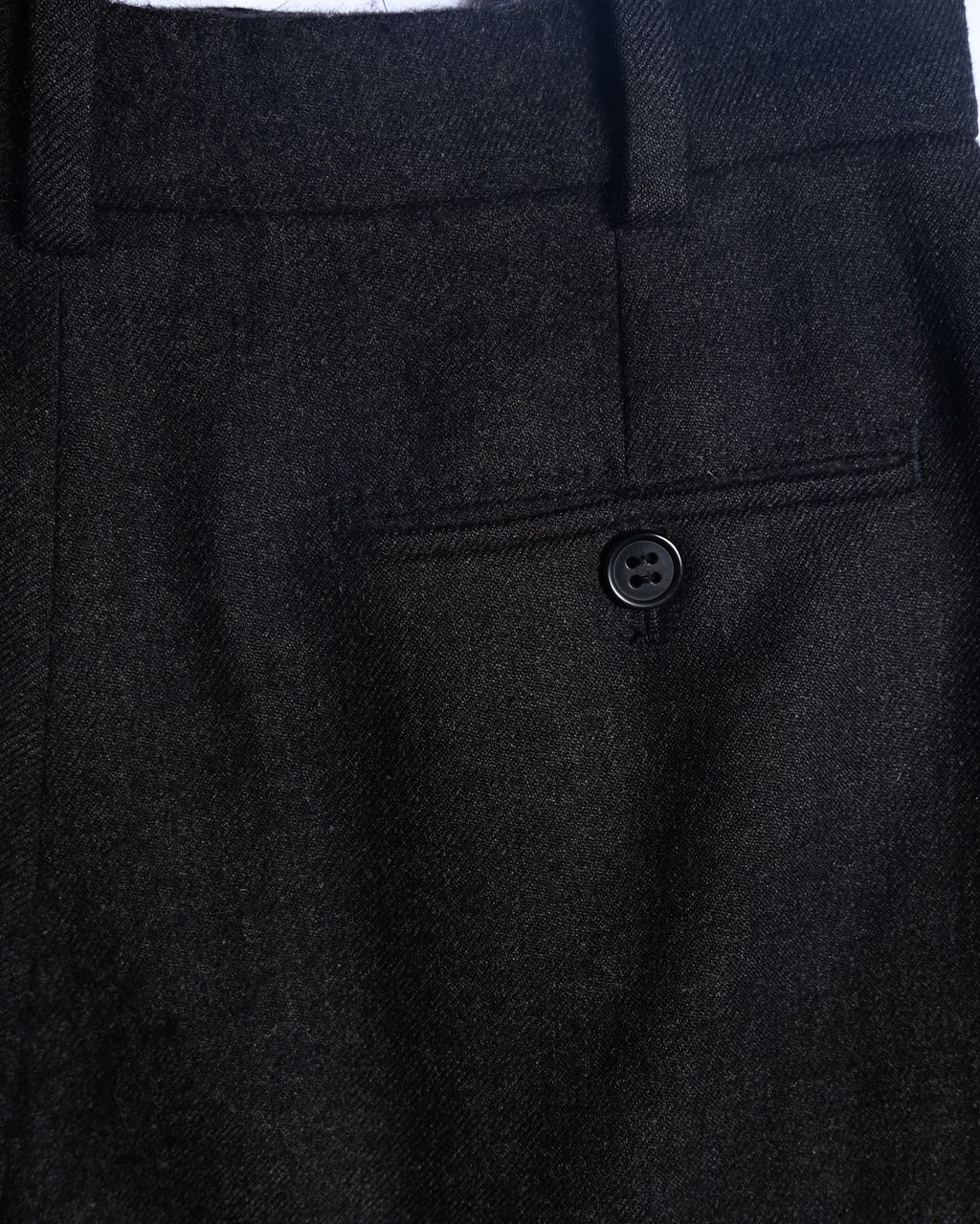 HERMES/ Straight Silhouette Wool Tuck Trousers