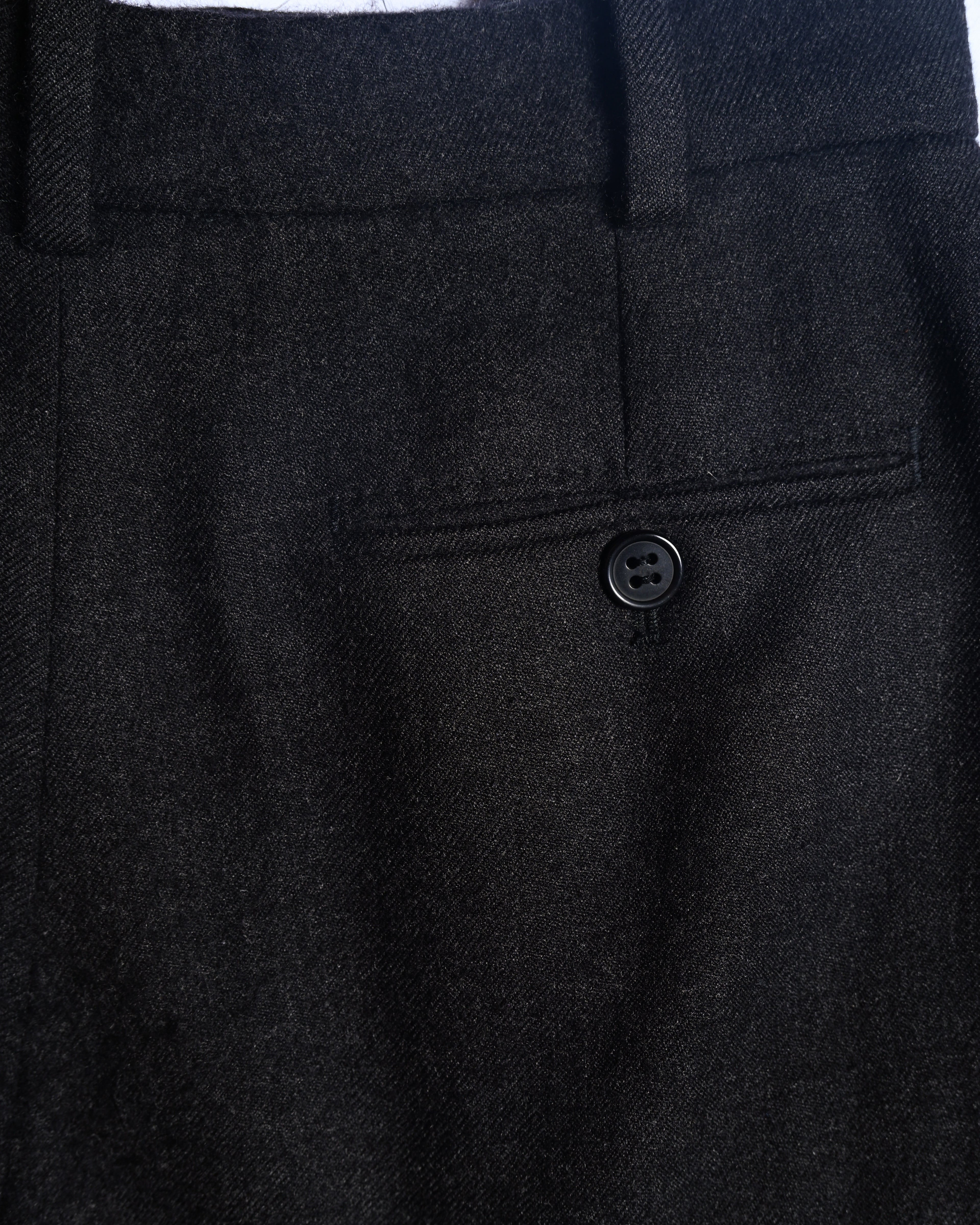 HERMES/ Straight Silhouette Wool Tuck Trousers