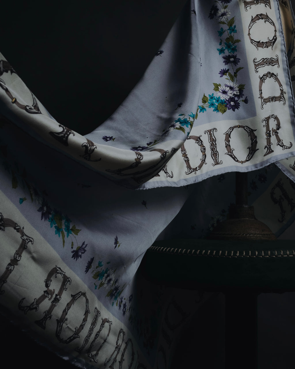 "Christian Dior" 80’s-90’s botanical dior typography silk scarf