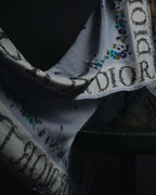 "Christian Dior" 80’s-90’s botanical dior typography silk scarf