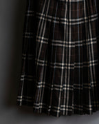 "BURBERRY" Brown tartan check pleated wrap skirt
