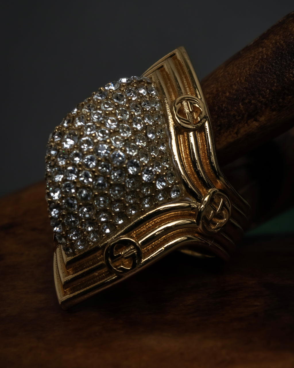 "GUCCI" Interlocking G rhinestone design dome-shaped ring