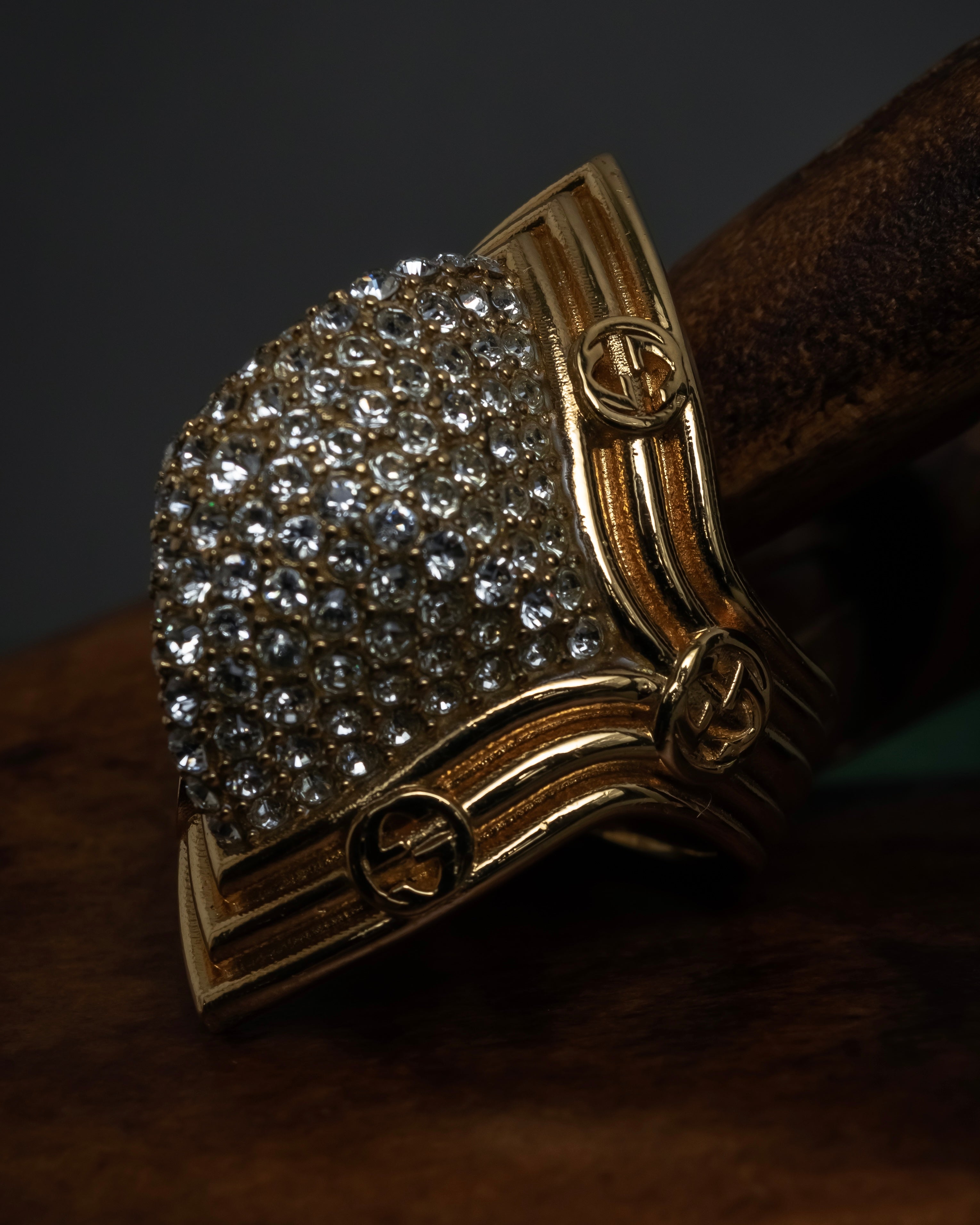 "GUCCI" Interlocking G rhinestone design dome-shaped ring