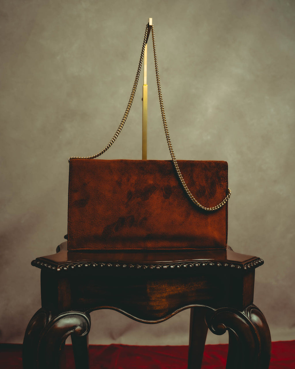 -SPECIAL- “LOEWE” 80’s-90’s embossed anagram suede shoulder bag