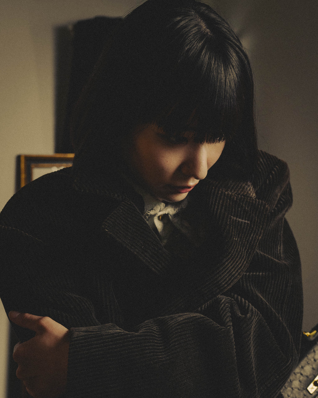 -SPECIAL- "GUCCI" 90's-00's Dark brown corduroy tailored chesterfield coat