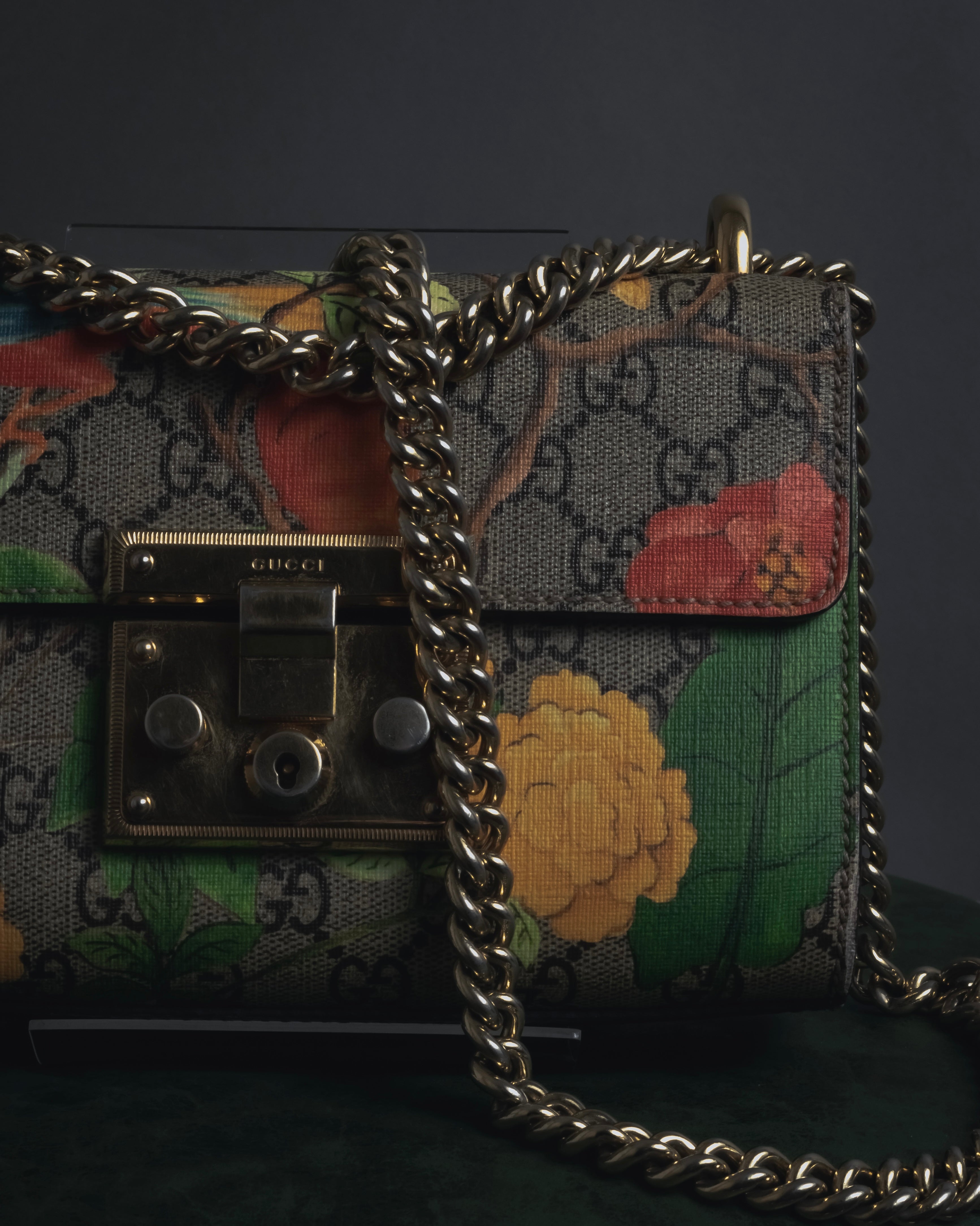 -SPECIAL- "GUCCI" Michele-era floral padlock design chain shoulder bag