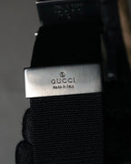 “GUCCI” 90’s-00’s Utility chic canvas shoulder bag with twin pockets