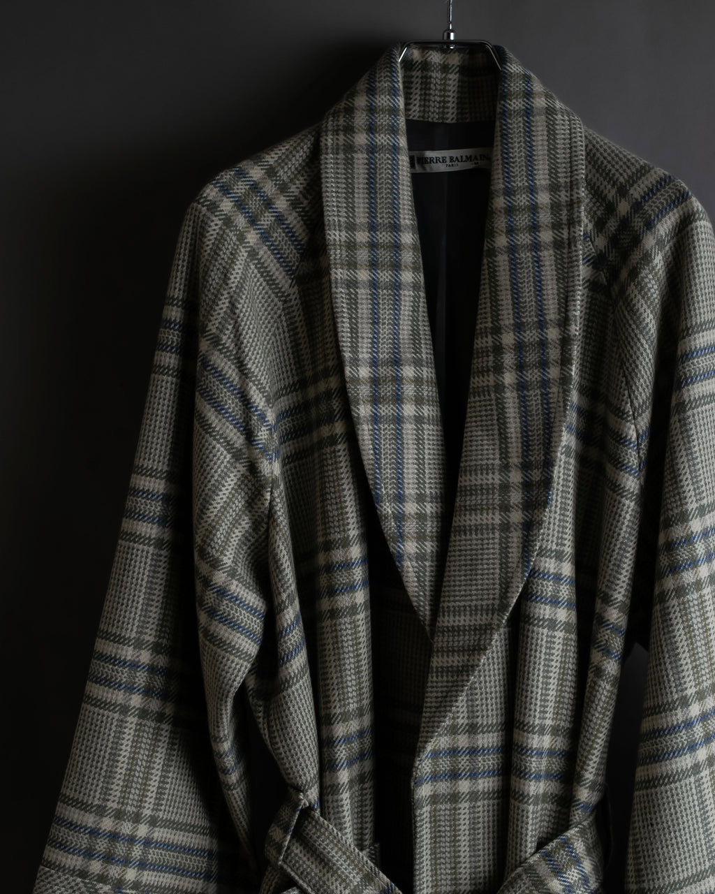 "PIERRE BALMAIN" Glen check belted gown coat