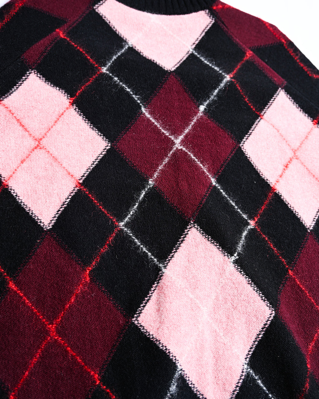 Molly Goddard/ Argyle Lambswool & Mohair Cardigan Black & Pink