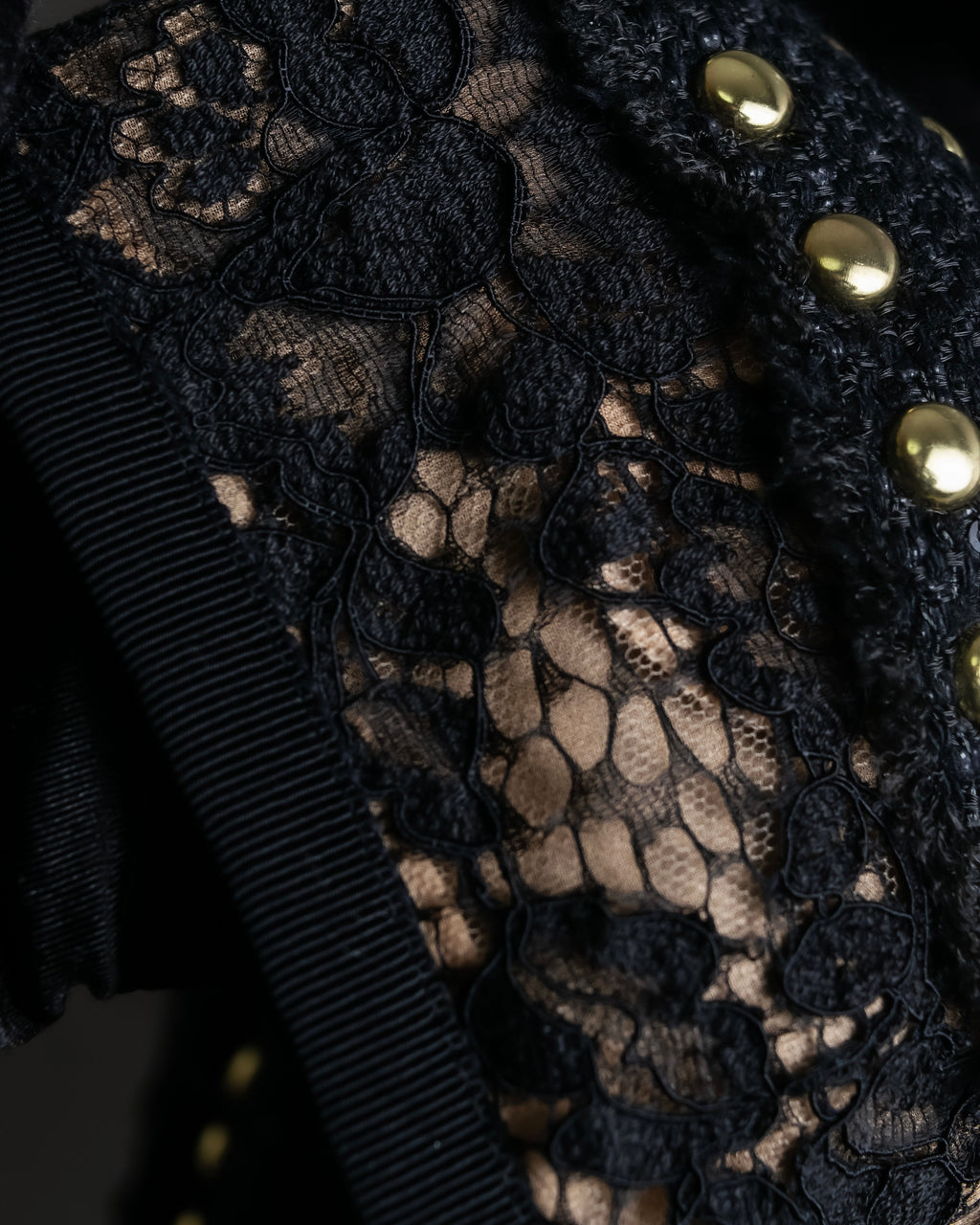 Reserved "Elie Saab" Gold stud detail tweed jacket