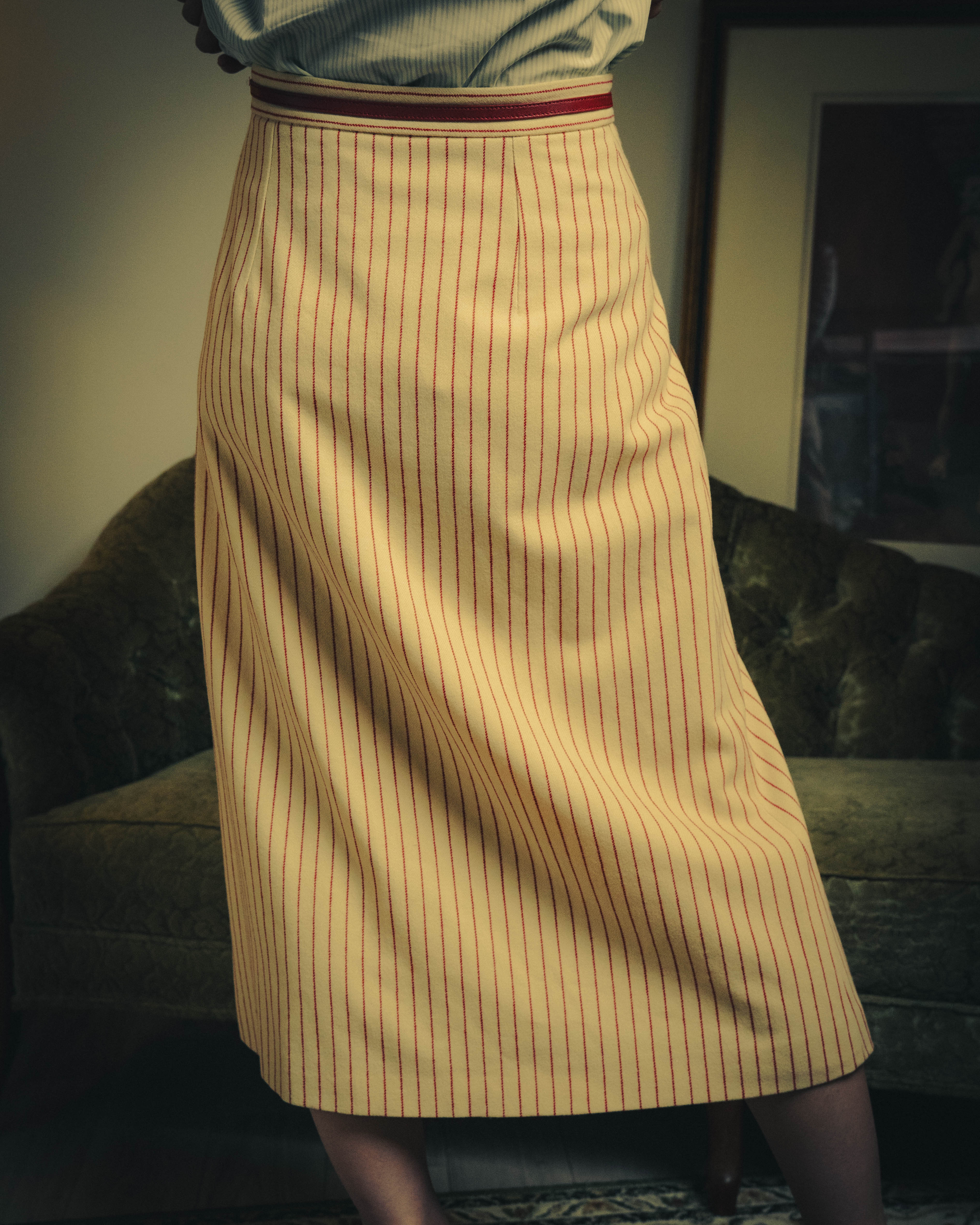 -SPECIAL- “GUCCI” 2015-2022 vintage inspired horsebit striped wool skirt