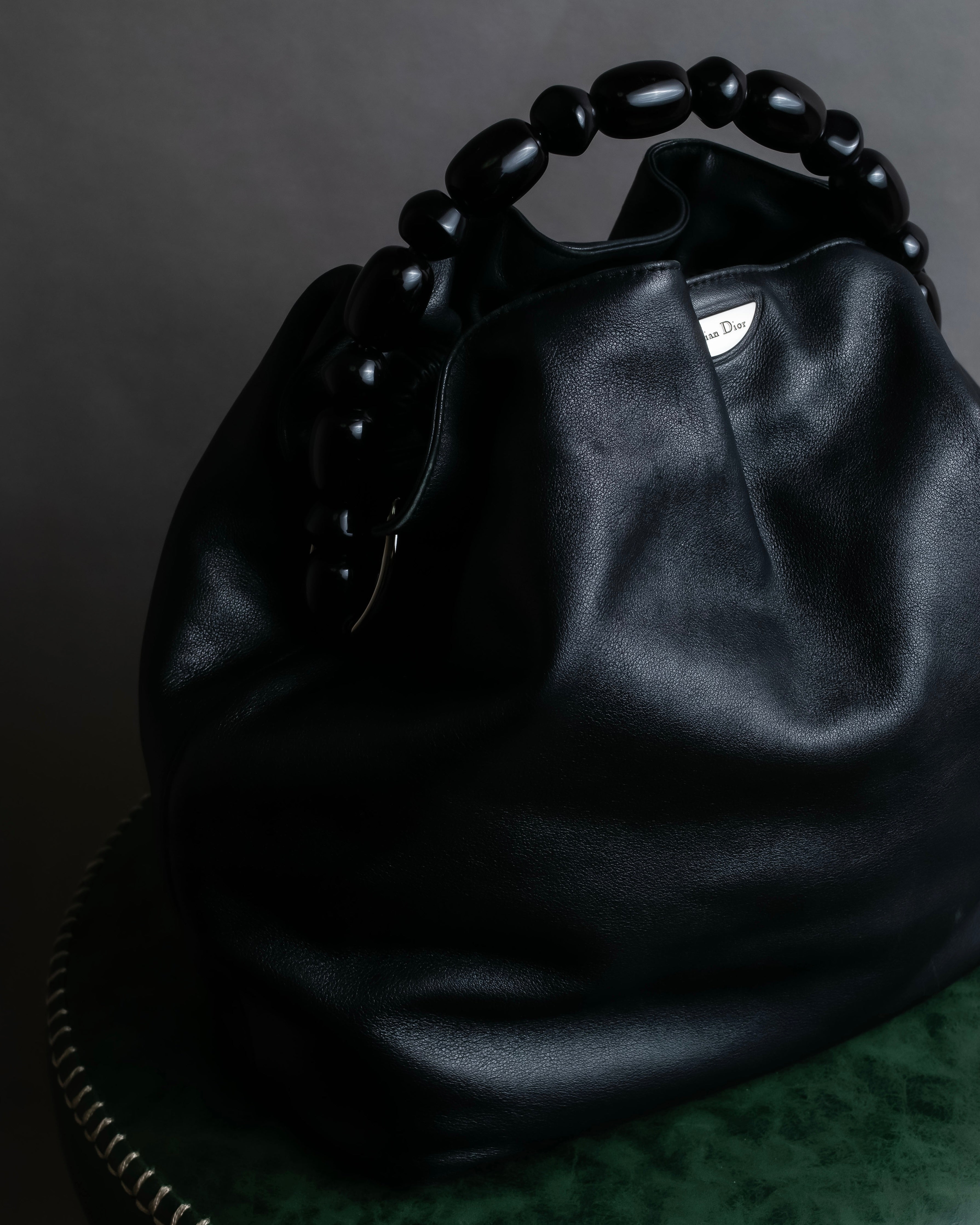 "Christian Dior" Maris Pearl series gathered design leather bag