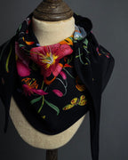 "GUCCI" Flower＆insect motif silk scarf