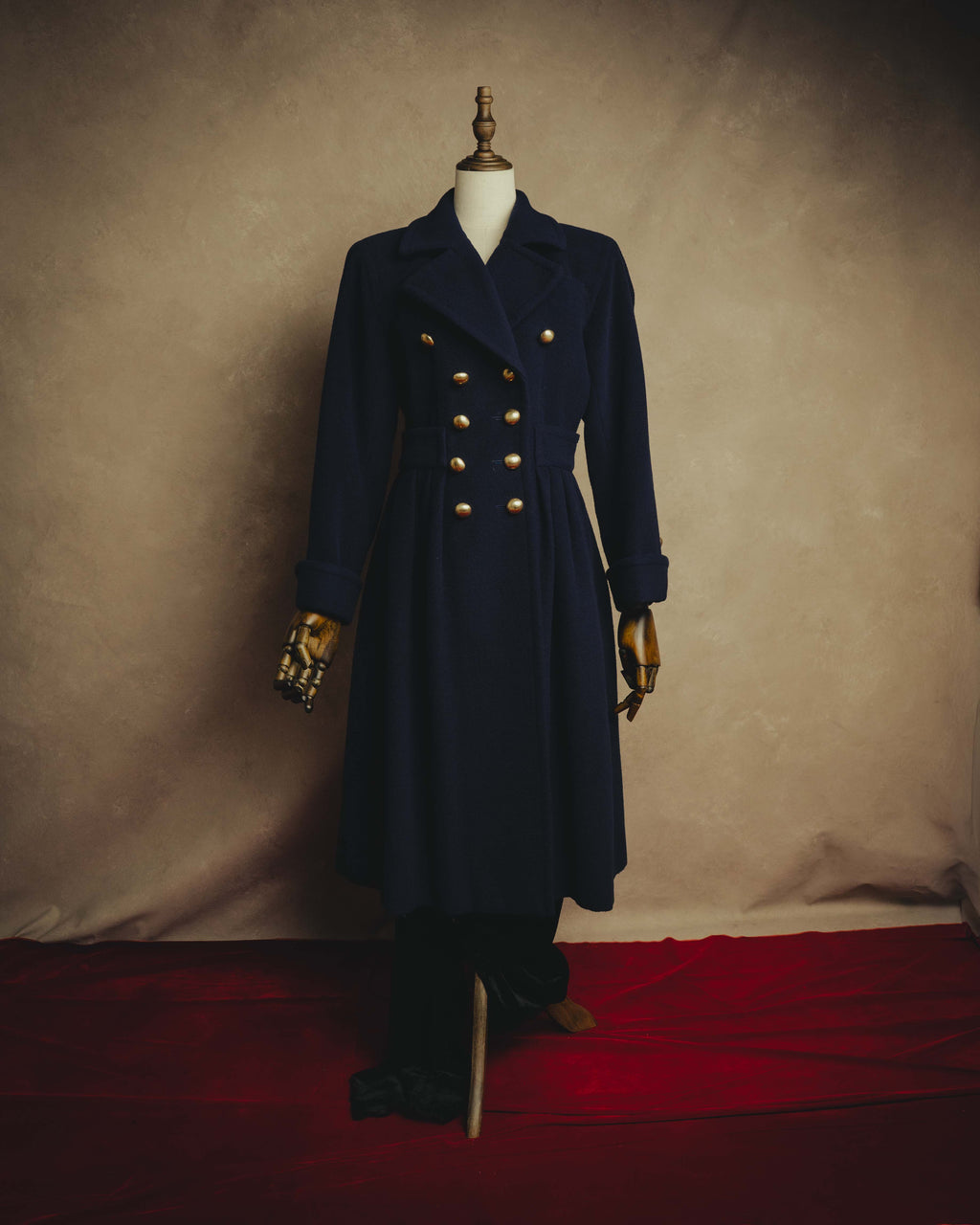 "Yves Saint Laurent" 80's-90's Gold-buttoned double-breasted wool coat