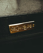 -SPECIAL- “Yves Saint Laurent” 80’s-90’s Crocodile embossed lace-up handbag