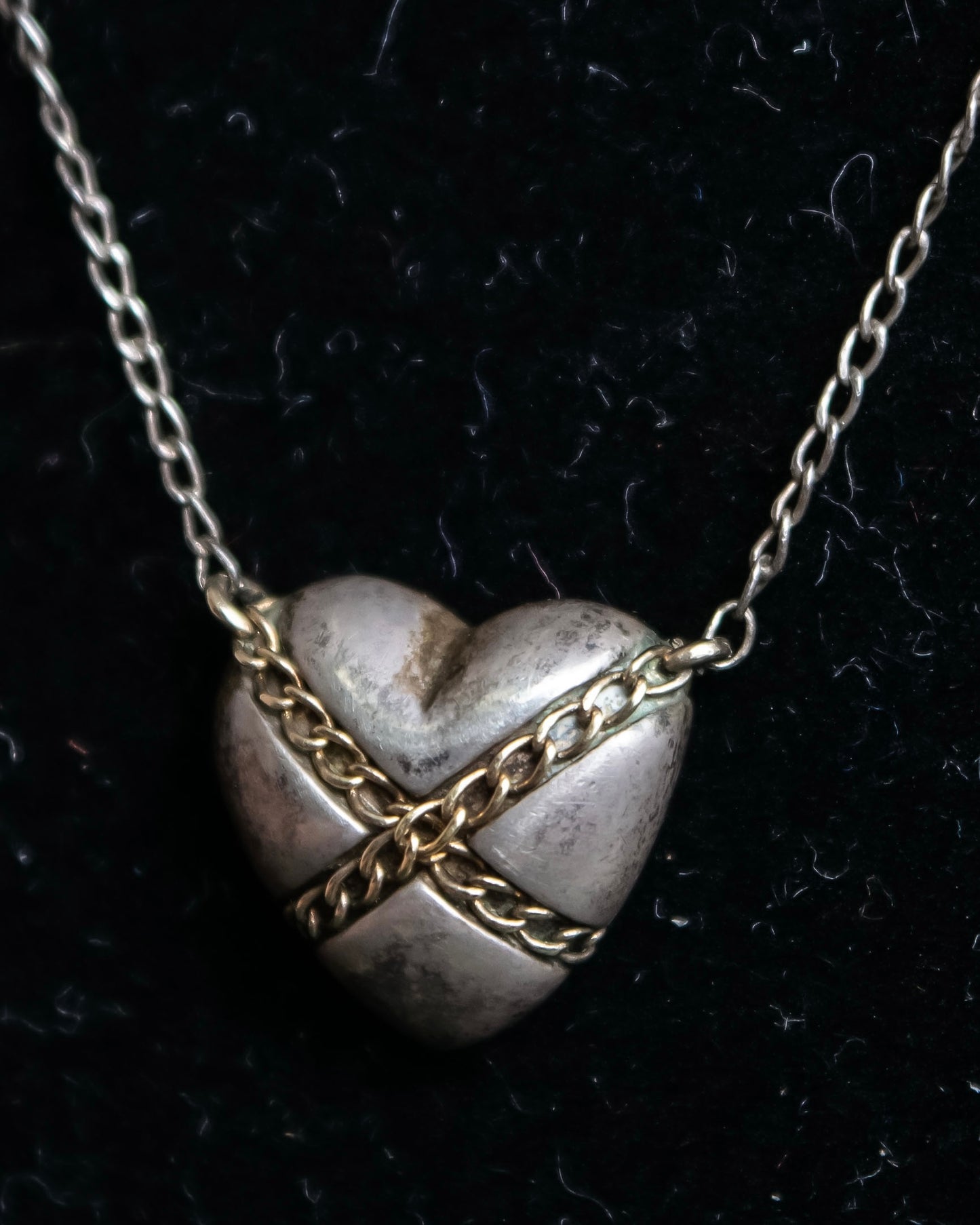 "Tiffany&Co" Chain cross heart motif silver necklace