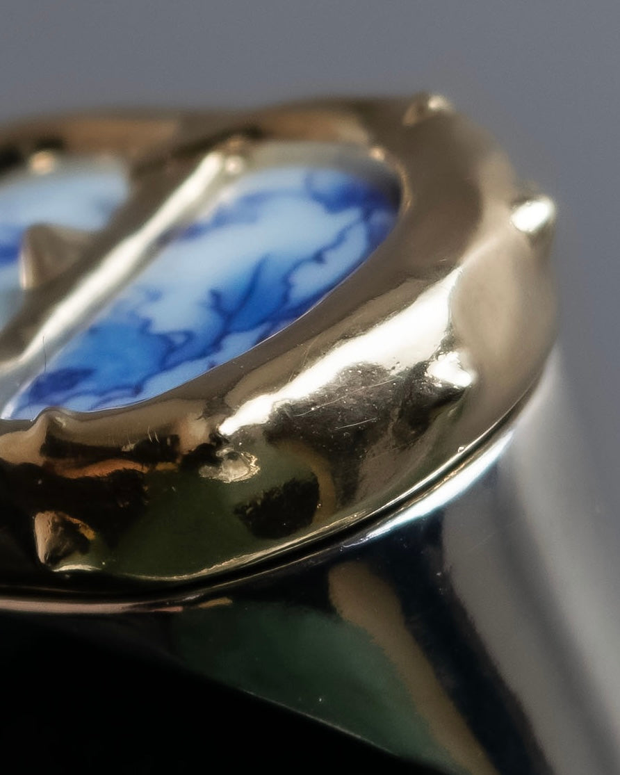 "Christian Dior" CD motif blue bloom design ring