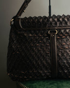 -SPECIAL- “Salvatore Ferragamo” 00’s-10’s Leather scale appliqué gancini shoulder bag