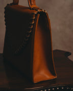 "Yves Saint Laurent" 70's-80's Cognac leather top handle bag