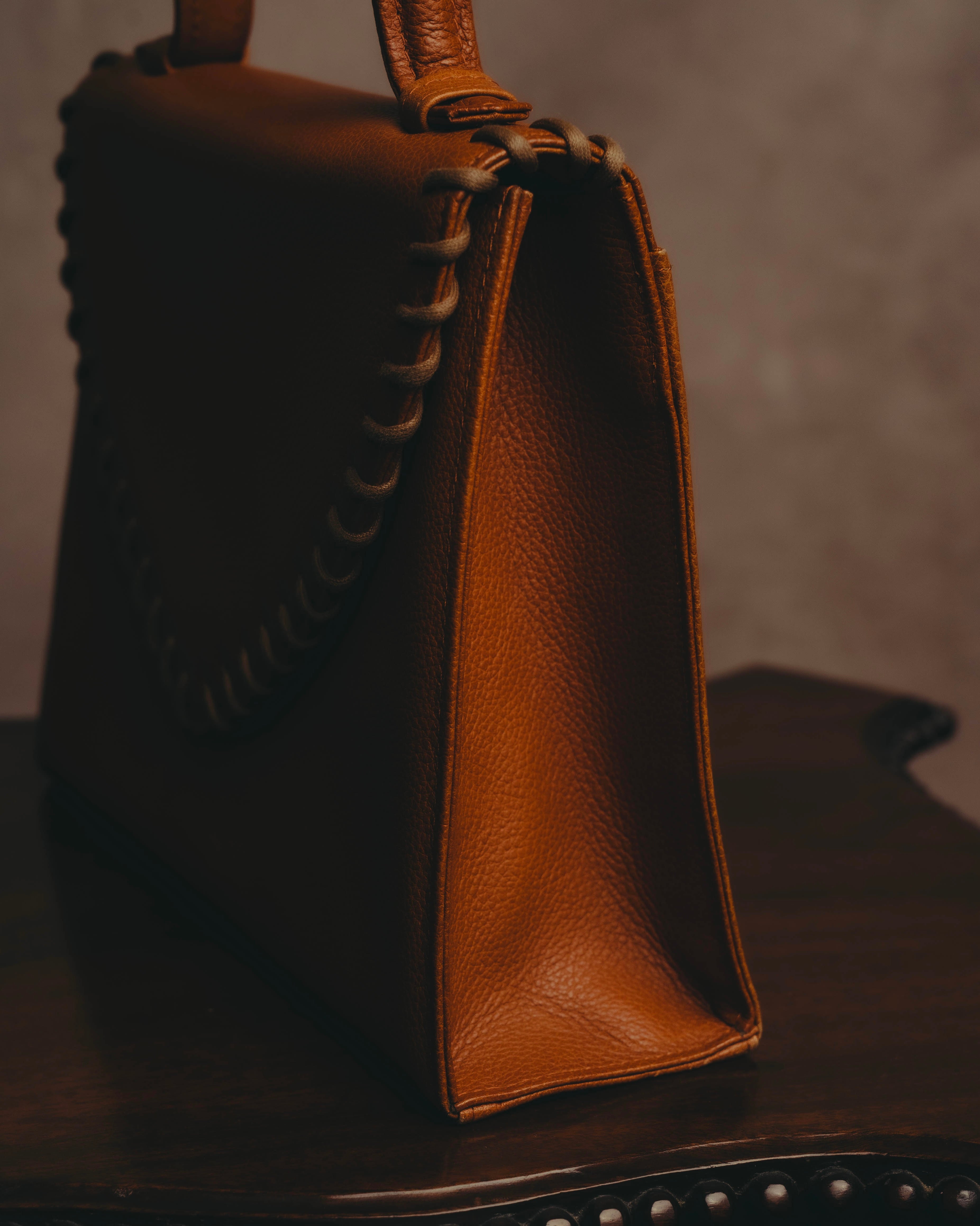 "Yves Saint Laurent" 70's-80's Cognac leather top handle bag