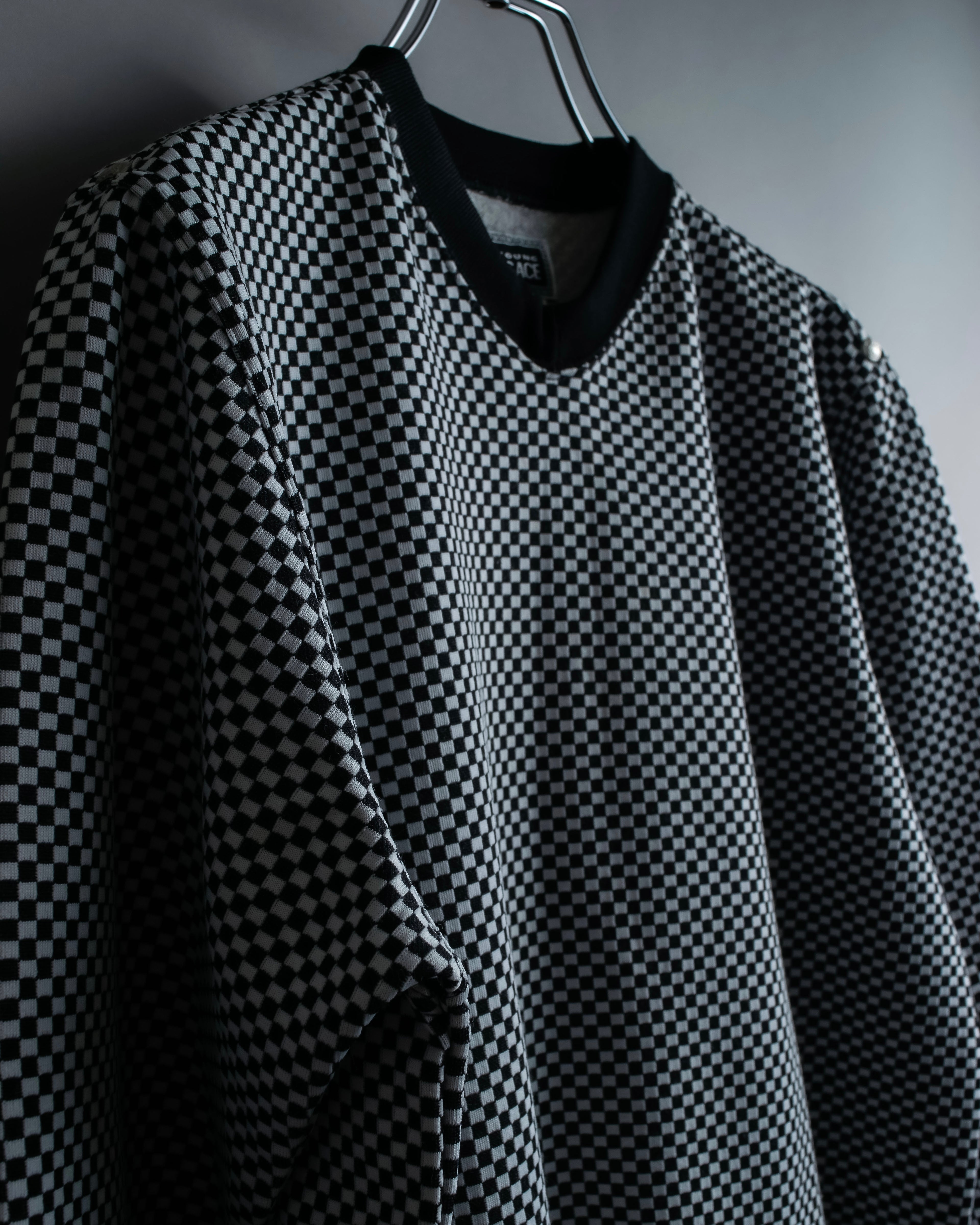 “VERSACE” checkered pattern zip pocket pull over