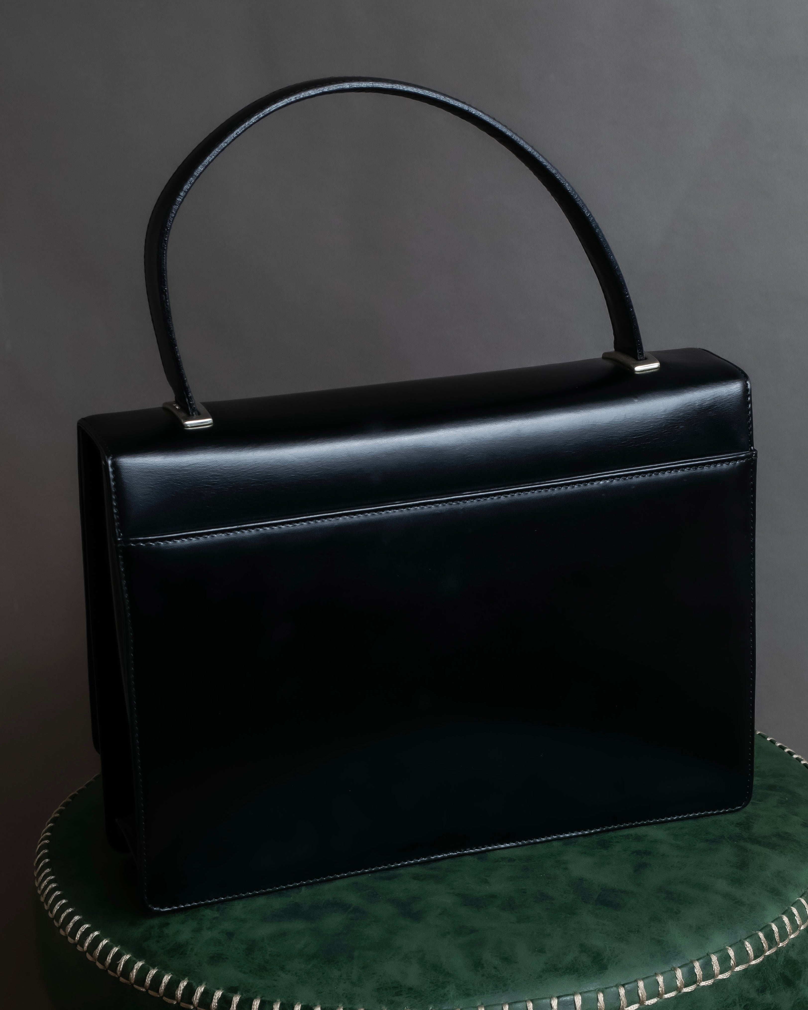 "PRADA" Structured top handle leather bag