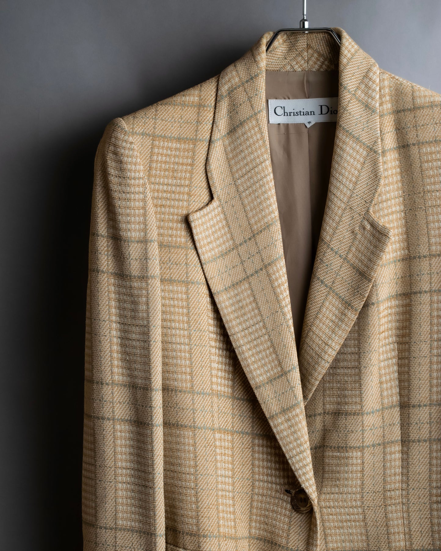 "Christian Dior" Glen check pattern beautiful shape tailored jacket