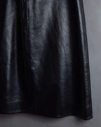 "CELINE" Front metal buckle detail leather skirt