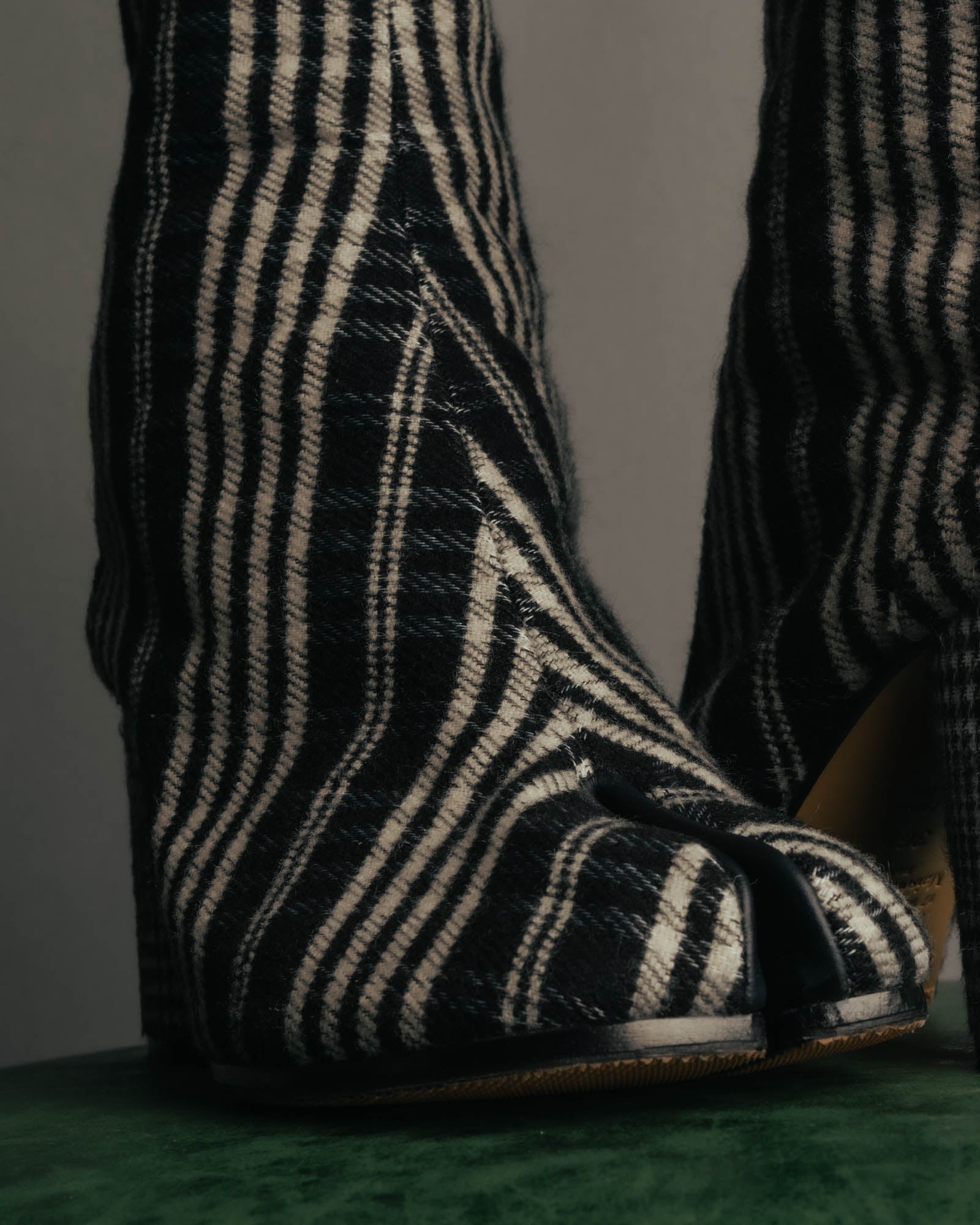 -SPECIAL- "Maison Margiela"2015's Tabi striped fabric ankle boots