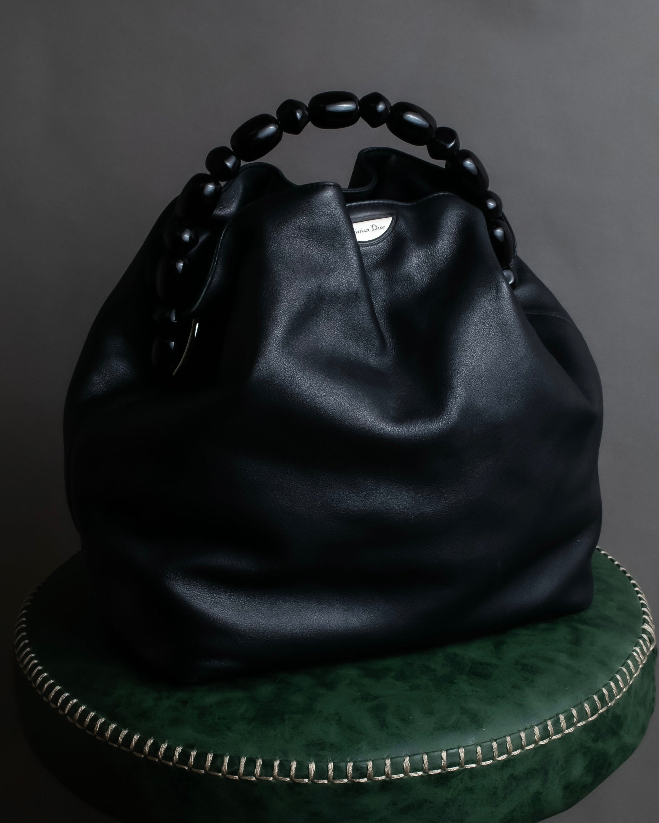 "Christian Dior" Maris Pearl series gathered design leather bag