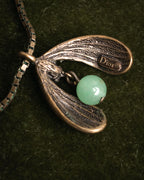 “Christian Dior” 90’s-00’s Antique gold botanical pendant necklace