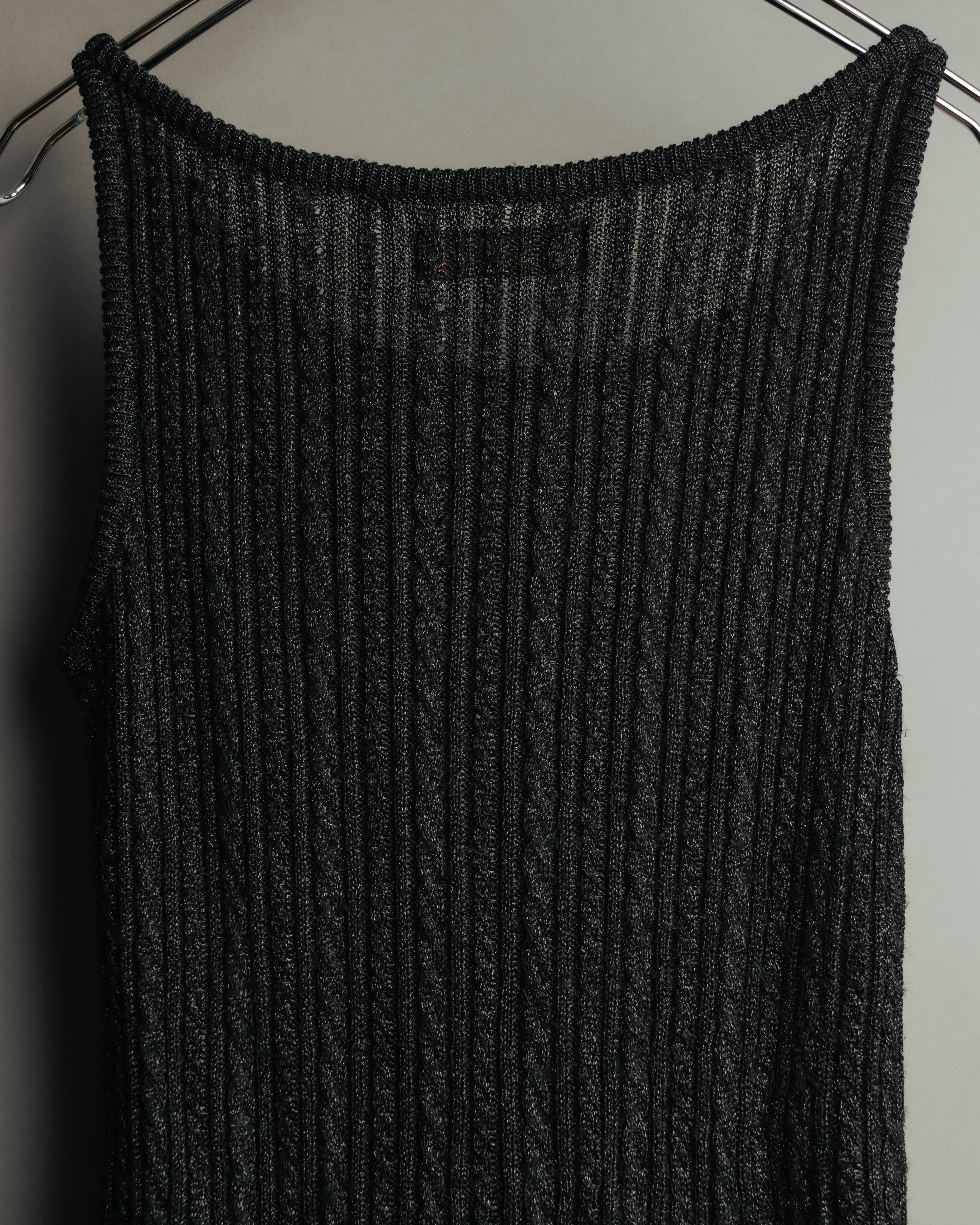"Yves Saint Laurent" 80's-90's Metallic ribbed sleeveless knit top