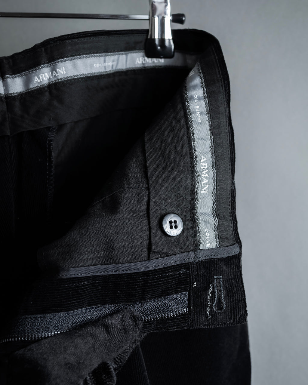 "ARMANI COLLEZIONI" Black corduroy relaxed set up