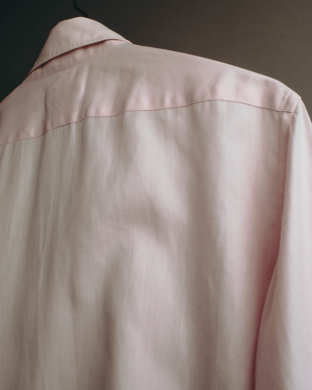 "Hermès" 80's-early 90's Pale pink herringbone cotton dress shirt