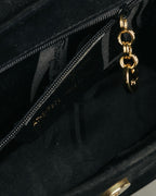 “Salvatore Ferragamo” 1995 Double gancini suede leather handbag