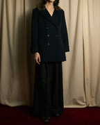 "VALENTINO" Fur collar double-breasted wool coat