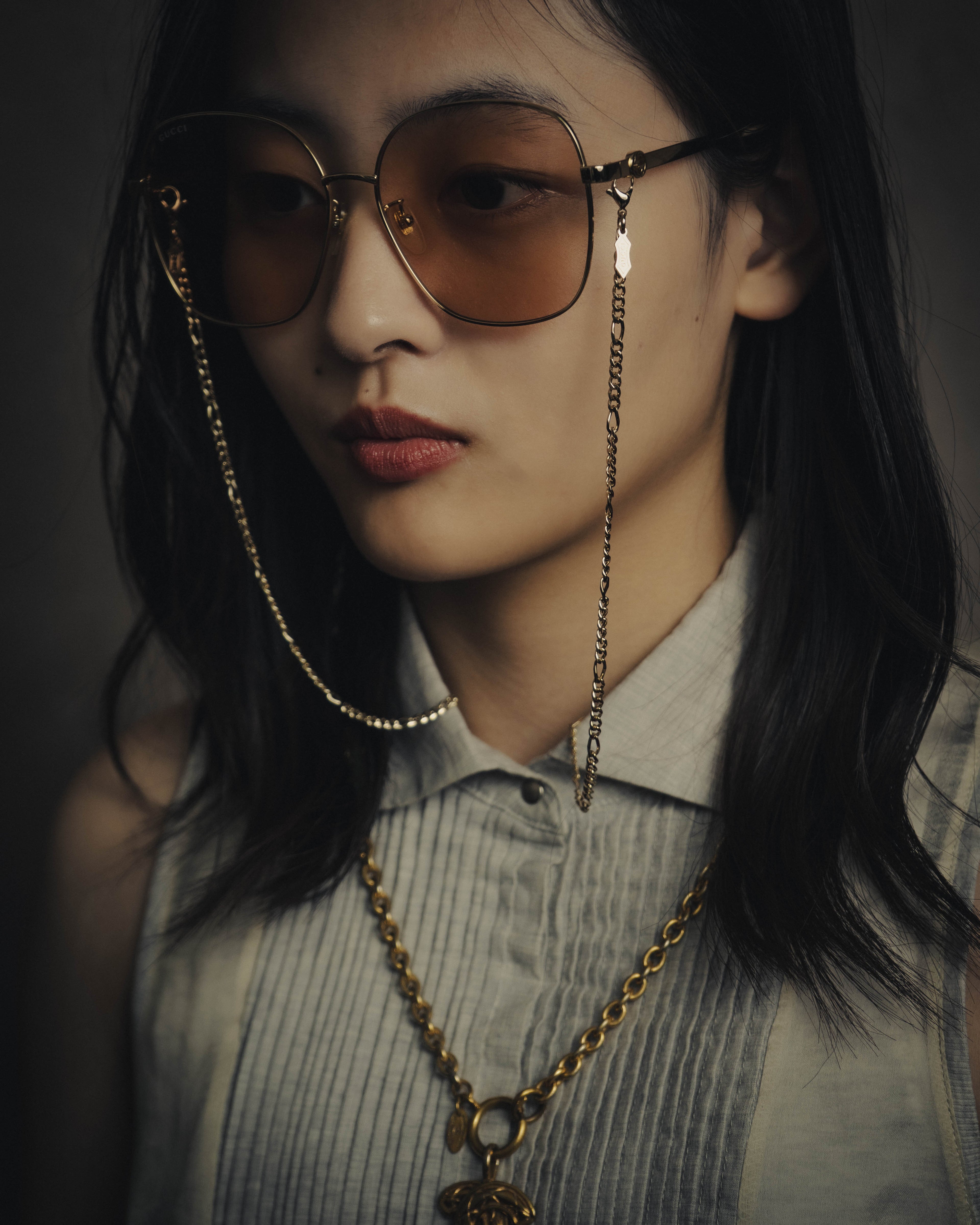-SPECIAL- “GUCCI” 2016-2022 chain detailed oversized sunglasses