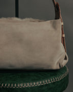 “Salvatore Ferragamo” 00’s Fur panel suede shoulder bag