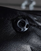 "CELINE" Front metal buckle detail leather skirt