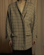 "GUCCI" 80’s checked wool shawl collar jacket