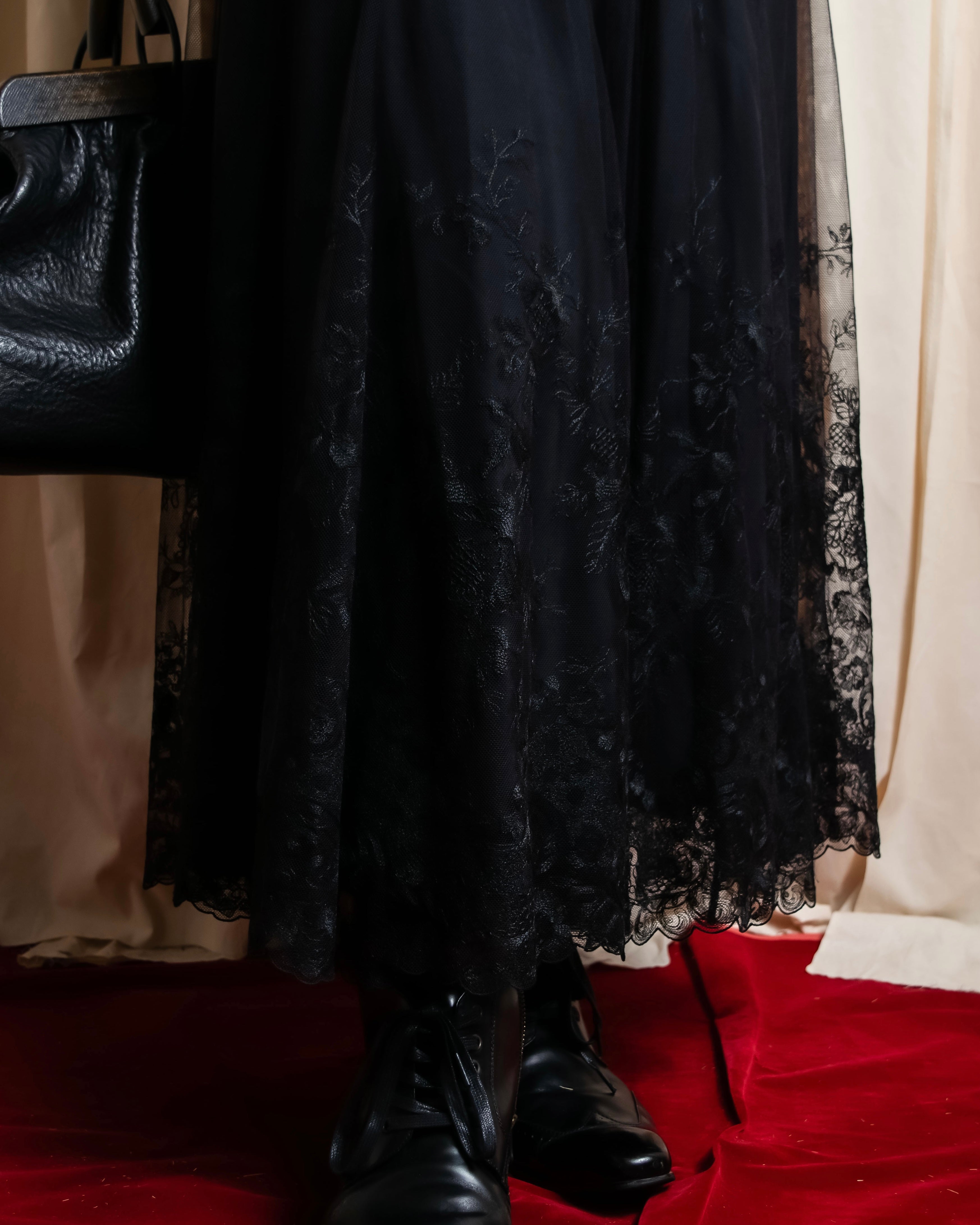 "LOUIS VUITTON" Tiered embroidered design flared skirt