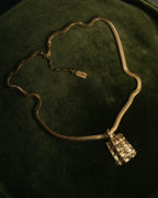 "Yves Saint Laurent" 80's-00's Gold tone textured pendant necklace