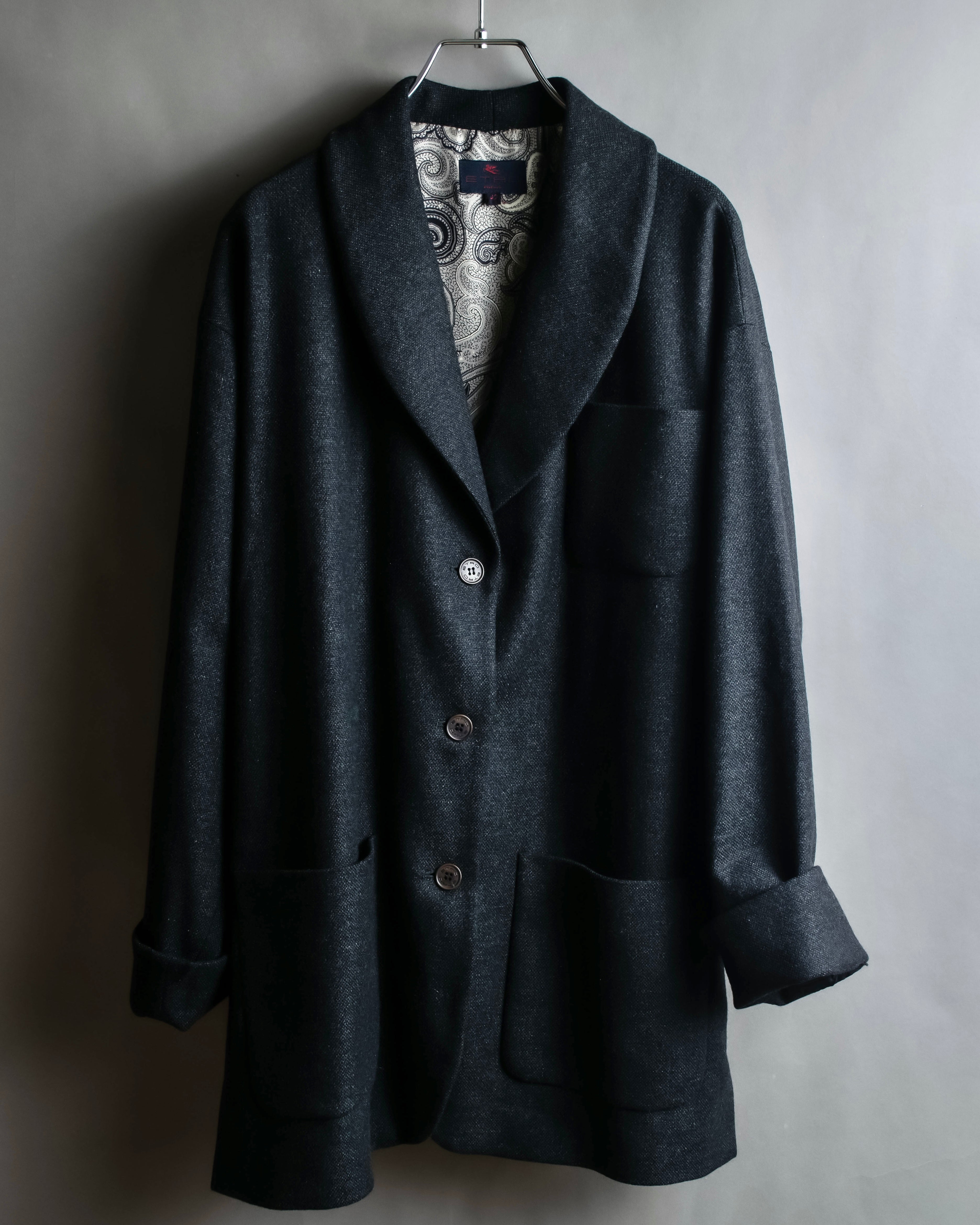 "ETRO" Shawl collar belted mid-length coat