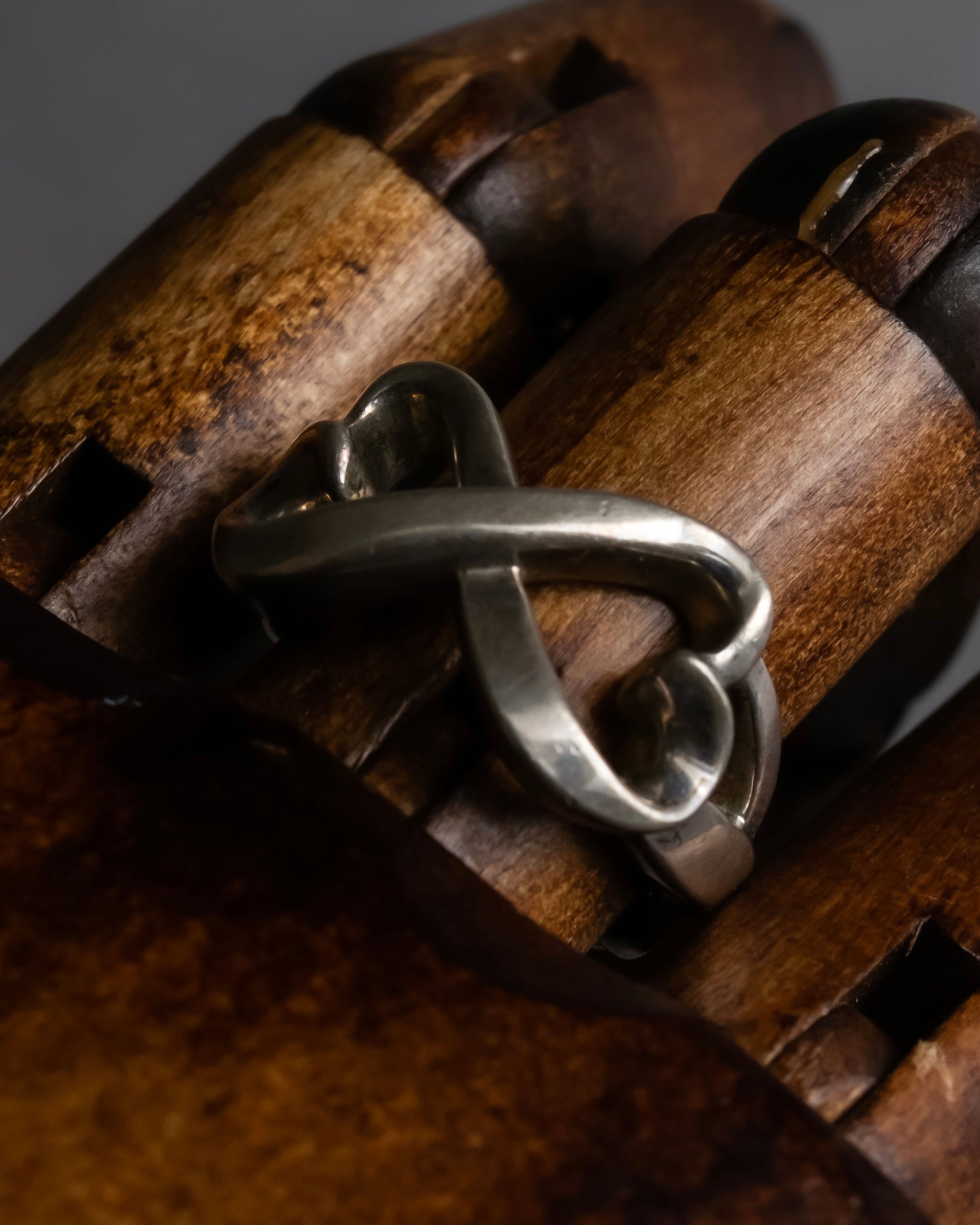 "Tiffany&Co" Double loving heart design silver ring