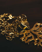 -SPECIAL- "Yves Saint Laurent" 90's-00's Sculptural coral motif crystal pendant necklace